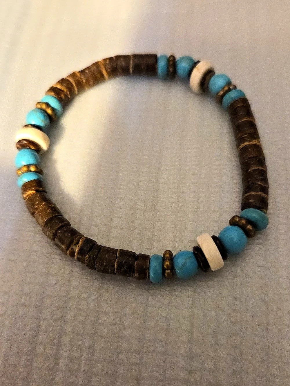 Beaded Stretch Bracelet in Brown & Blue